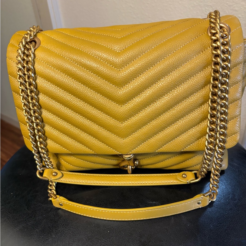 Rebecca Minkoff Yellow Quilted Shoulder Bag with Chain Detail
